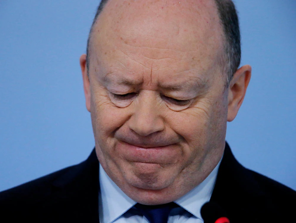 CEO of Deutsche Bank John Cryan speaks during the annual press conference in Frankfurt, Germany. (AP)