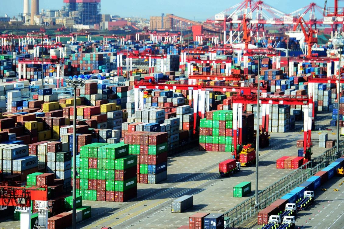 China continues to benefit from the two-way trade, as its surplus with the US rose 19.4 percent on-year to $58 billion in January-March period. Above, shipping containers are seen at a port in Qingdao, in China's eastern Shandong province. (AFP)