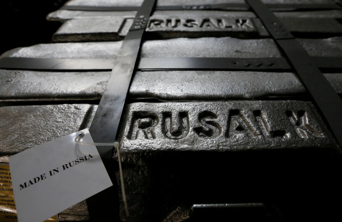 Aluminium ingots stored at the foundry shop of the Rusal Krasnoyarsk aluminum smelter in Krasnoyarsk, Siberia. Fitch said it has stopped rating Rusal and EN+ Group, describing the latest round of sanctions as “the most significant affecting Russian corporates” since 2014. (Reuters)