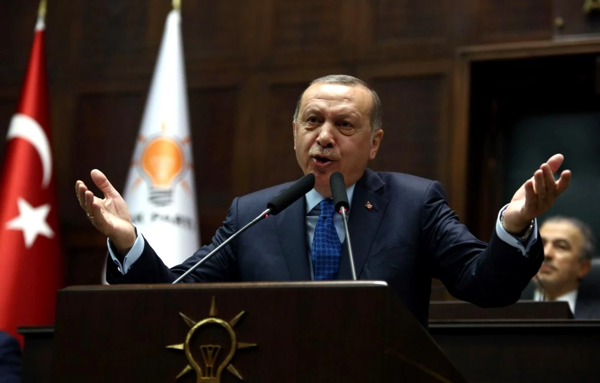 Turkish President and the leader of the Justice and Development Party (AK Party) Recep Tayyip Erdogan delivers a speech during the AK Party's parliamentary group meeting at the Grand National Assembly of Turkey (TBMM) in Ankara, Turkey on April 10, 2018. (AFP)