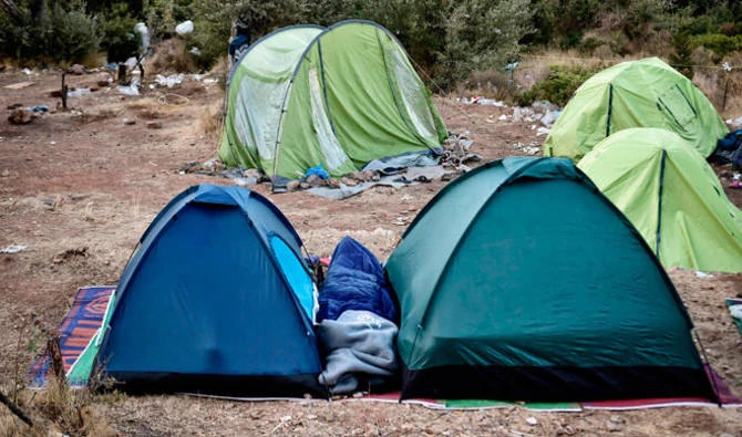 The tents of recently arrived refugees are seen in the woods on the Greek island of Samos. (AFP/file)