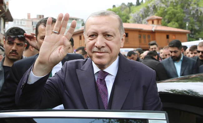 Turkey’s President Recep Tayyip Erdogan waves to supporters in Istanbul. (AP/File)