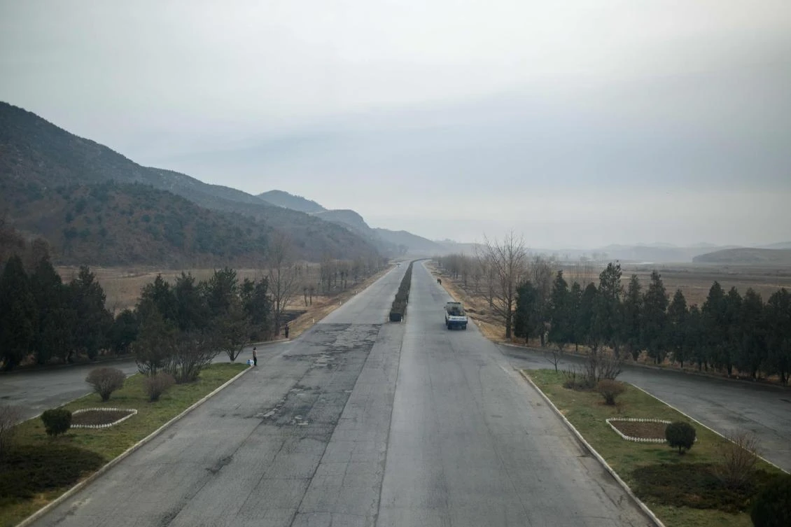 Above, a section of the Pyongyang to Kaesong highway. A Chinese tour group was traveling by bus from Kaesong to Pyongyang when the accident happened. (AFP)