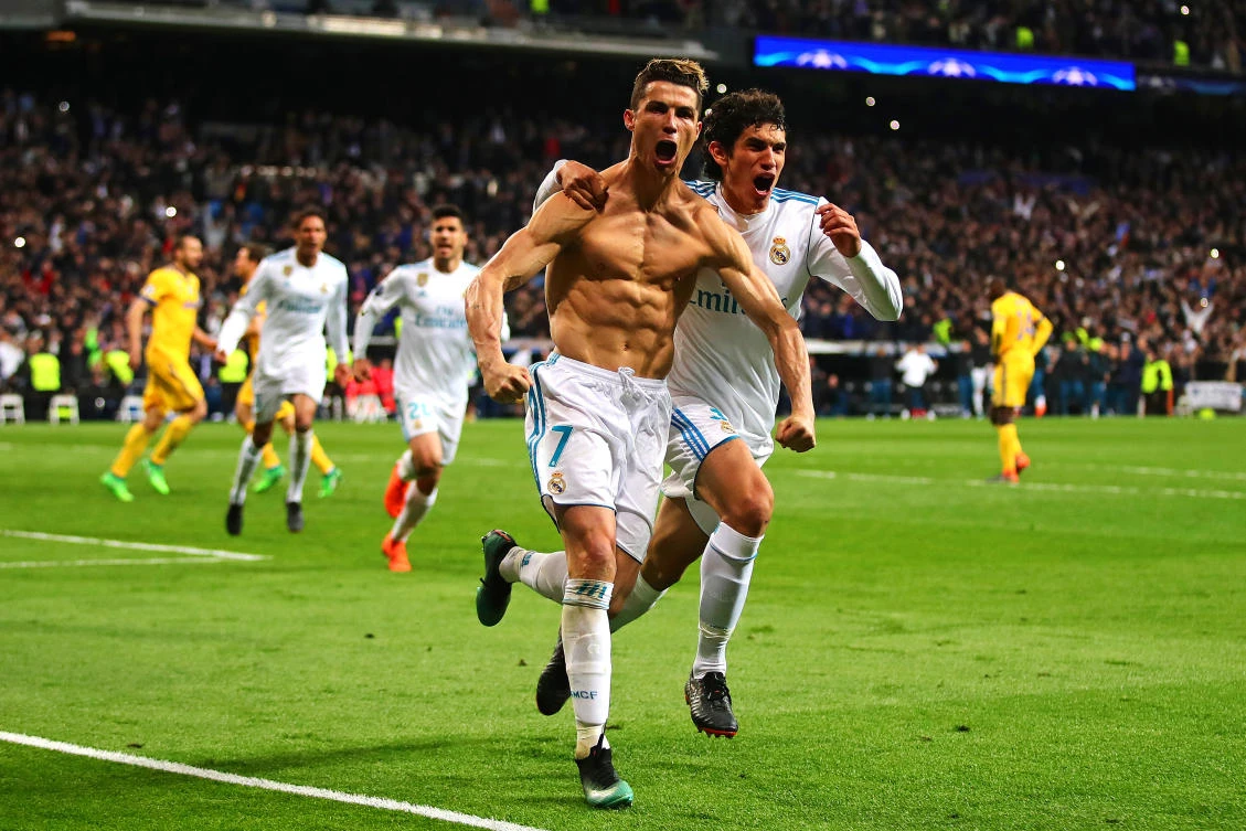 Ronaldo celebrates scoring the last-gasp penalty that got Real Madrid into the semifinals