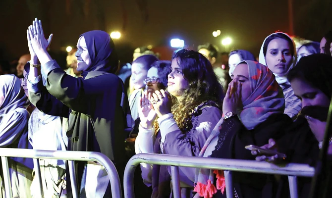 Saudi women attend the Kingdom’s first jazz festival in Riyadh last month. (EPA)