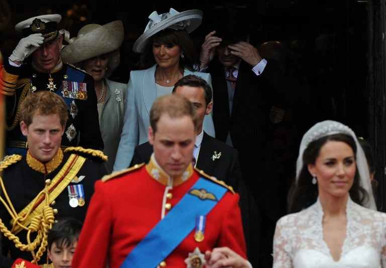 Prince Harry, back, served as best man during the wedding of Prince William and Kate, Duchess of Cambridge in April 29, 2011. (AFP)