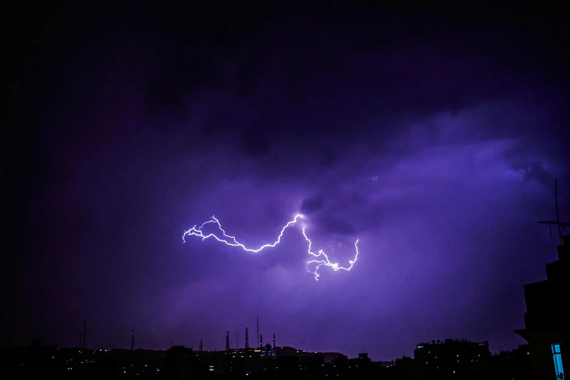 In this Tuesday, April 24, 2018 photo, lightning flashes over old Cairo, Egypt. (AP)