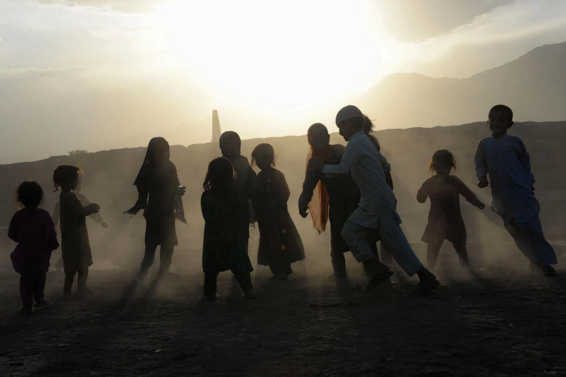 Afghan children play on the outskirts of Jalalabad. (Noorullah Shirzada/ AFP)