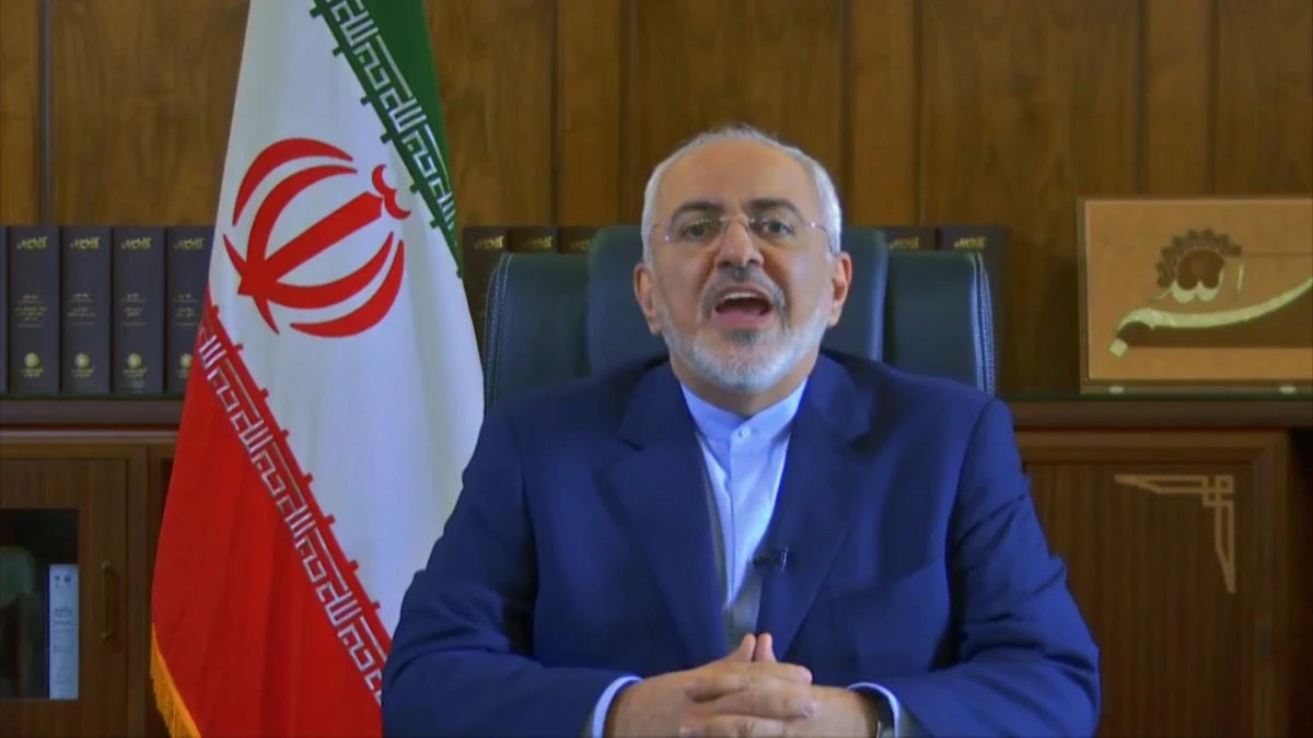 Screen grab from footage made available by the Iranian Government via YouTube showing Iranian Foreign Minister Mohammad Javad Zarif delivers a message about Iran nuclear deal,Tehran, Iran, Thursday, May 3, 2018. (AP)