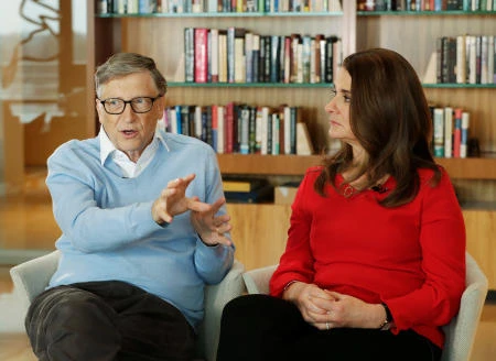 File photo showing Microsoft co-founder Bill Gates and his wife Melinda take part in an interview in Kirkland, Washington. (AP)