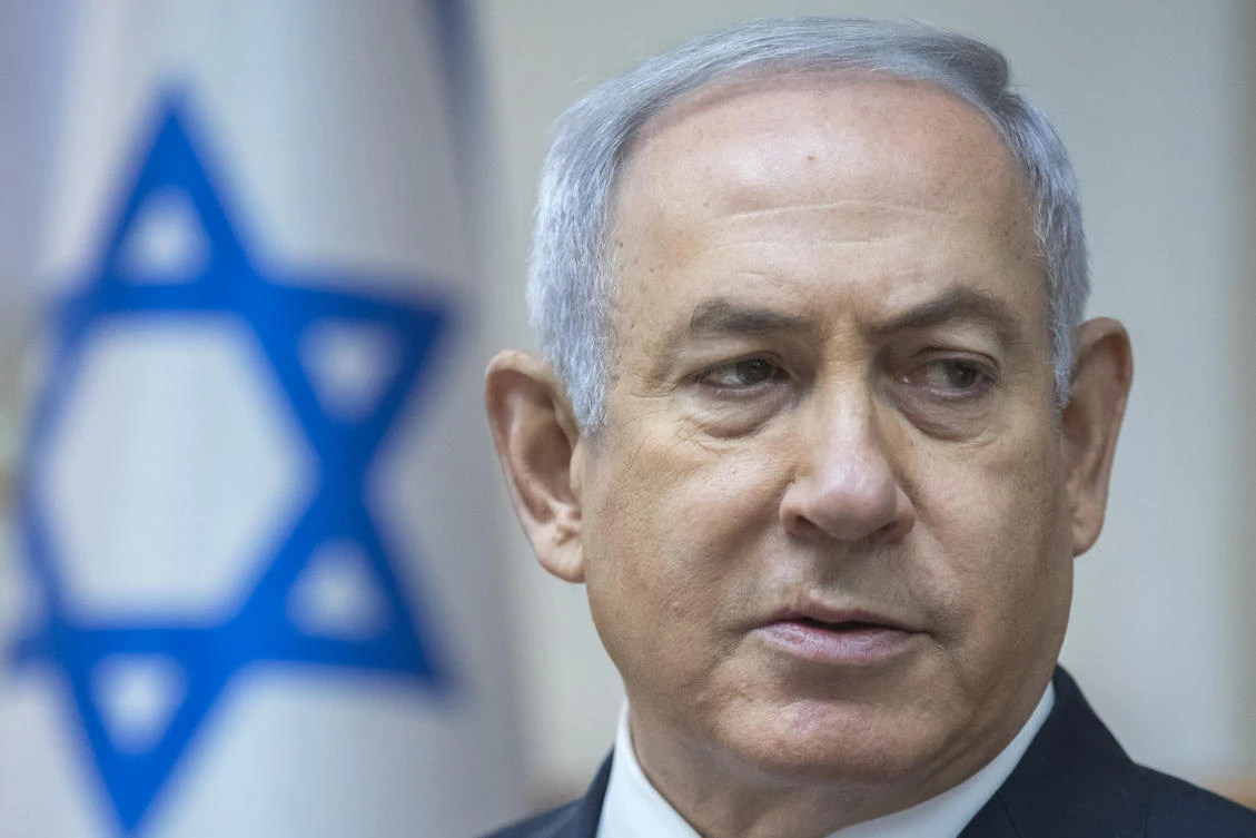 Israeli Prime Minister Benjamin Netanyahu chairs weekly cabinet meeting in Jerusalem on May 6, 2018. Netanyahu spoke about Iran’s nuclear program. (Jim Hollander/AFP)