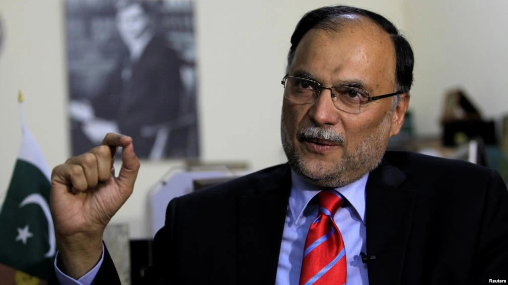 In this file photo, Ahsan Iqbal, Pakistan's interior minister, speaks with Reuters in Islamabad, Pakistan, June 12, 2017. (REUTERS)