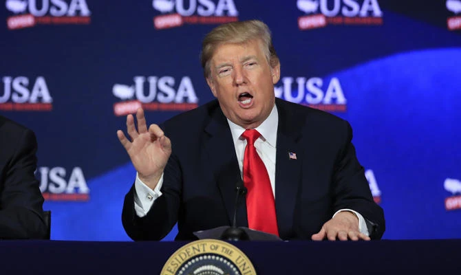 US President Donald Trump says he will announce his decision on whether to keep the US in the Iran nuclear deal on Tuesday. (AP Photo/Manuel Balce Ceneta)