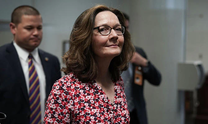 CIA nominee Gina Haspel (R) is seen waiting for the Senate subway while she is on Capitol Hill for meetings with senators May 7, 2018 in Washington, DC. Haspel will attend her confirmation hearing before the Senate Intelligence Committee on Wednesday. (Alex Wong/Getty Images/AFP)