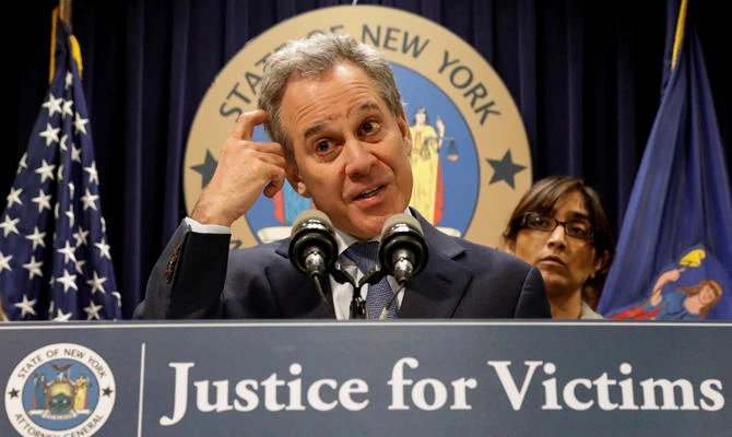 New York Attorney General Eric Schneiderman speaks during a news conference to discuss the civil rights lawsuit filed against The Weinstein Companies and Harvey Weinstein in New York on February 12, 2018. (REUTERS File Photo)