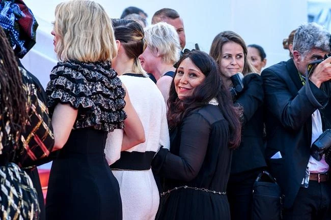 Saudi director Haifa Al Mansour among the 82 women who walked red carpet last night to "protest" on the Red Carpet in Cannes. (AN Photo / Ammar Abd Rabo)