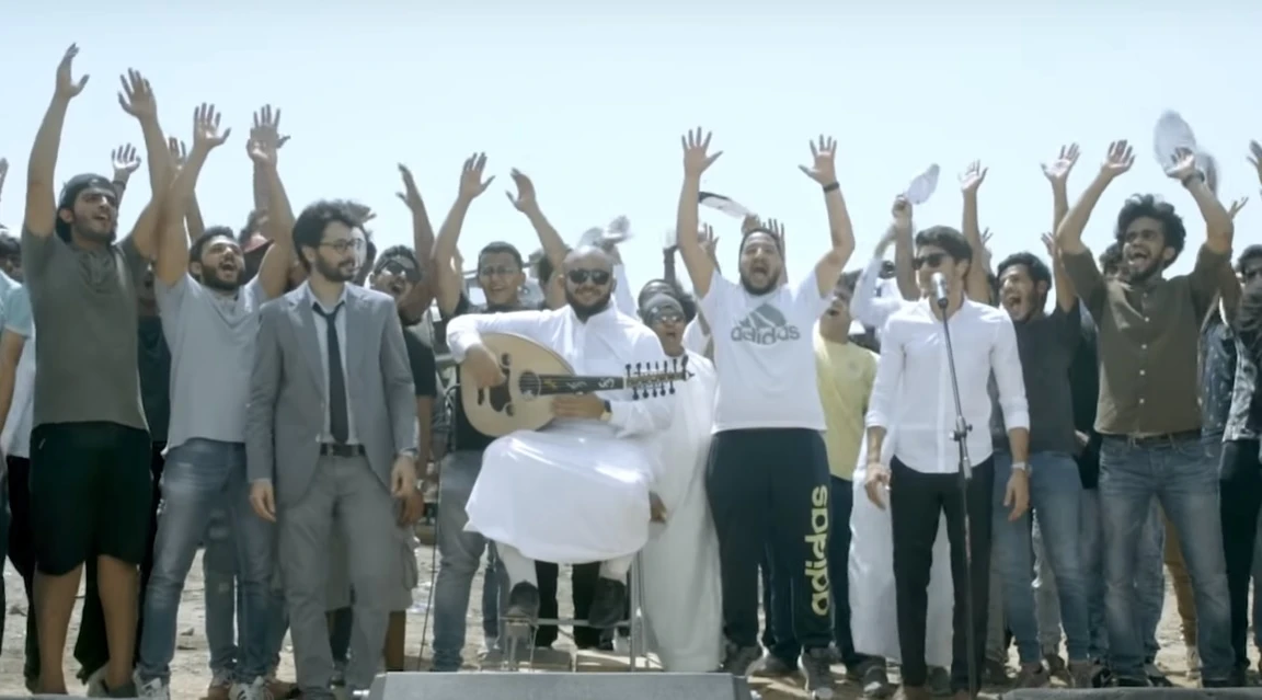 Featuring the voice of Amine El-Berjawi and accompanied by oud player Faisal Salim, the video was shot in a Junk yard. (Screen grab/Youtube @NetflixMENA)