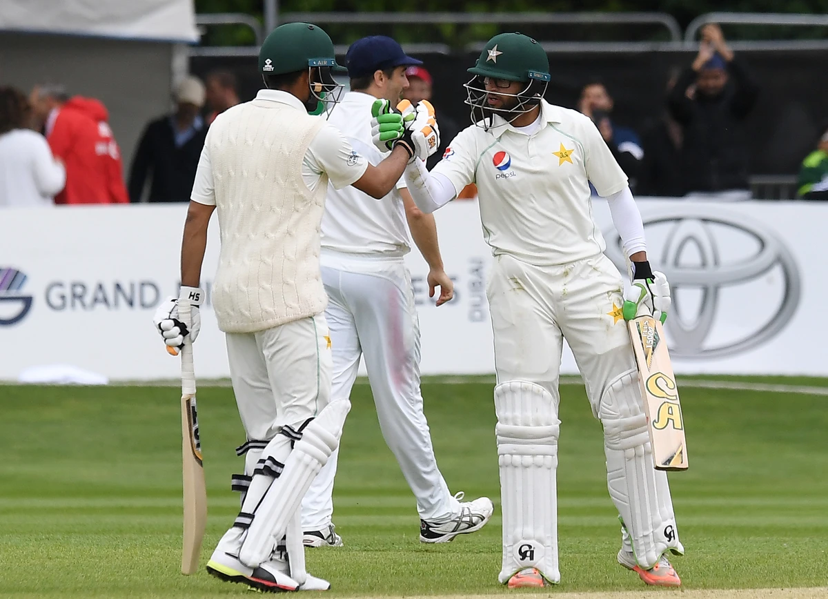 Pakistan's Imam-ul-Haq celebrates after beating Ireland on the final day of Ireland's inaugural Test match against Pakistan in Malahide. (REUTERS)