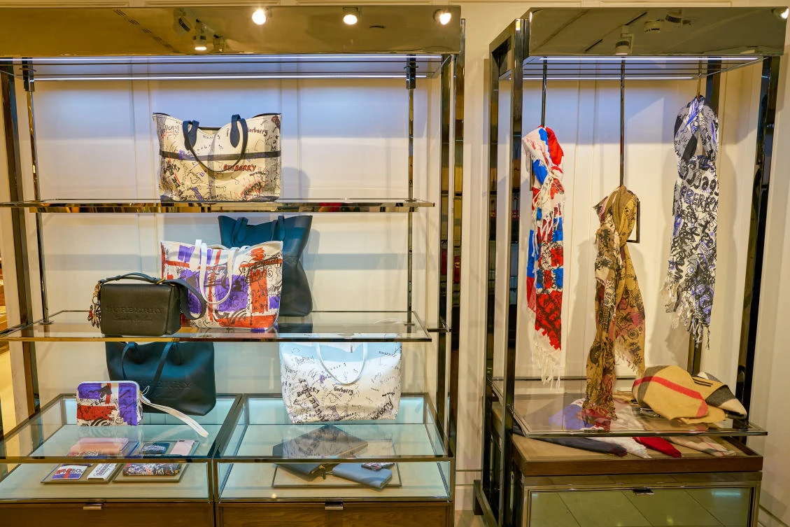 A display of products for sale in a Burberry store (AFP)