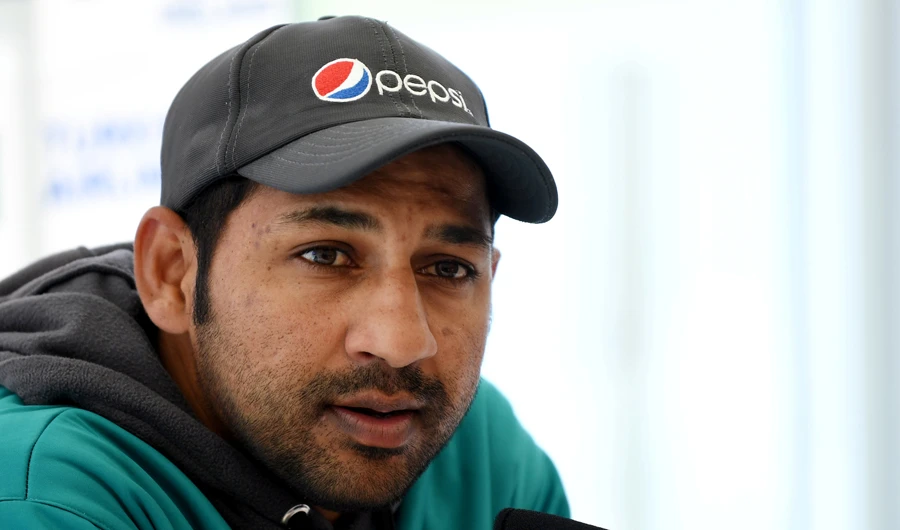 Sarfraz Ahmed during the press conference. (REUTERS)