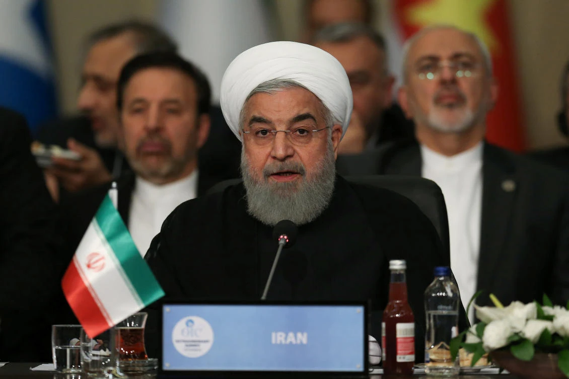 Iran's President Hassan Rouhani speaks during an extraordinary meeting of the Organisation of Islamic Cooperation (OIC) in Istanbul, Turkey May 18, 2018. (Reuters)
