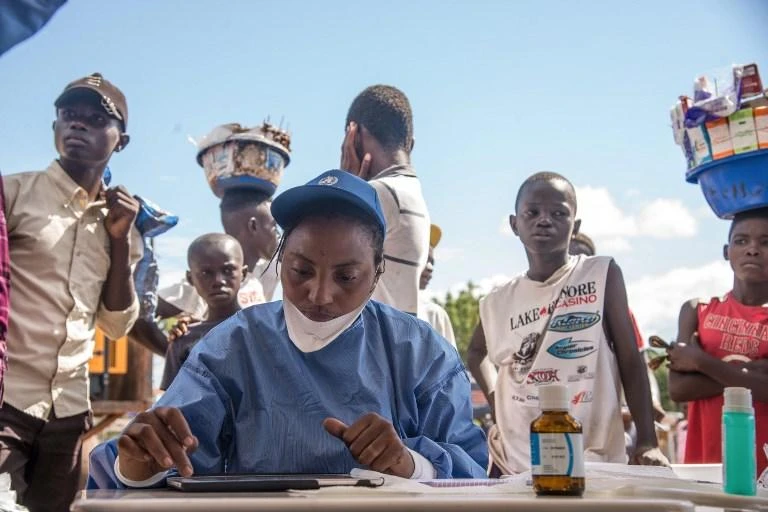 There had had been 58 cases since an Ebola outbreak in the Democratic Republic of Congo was declared on May 8. Above, nurses working with the World Health Organization prepare to administer Ebola vaccines in Mbandaka during the launch of the vaccination campaign. (AFP)