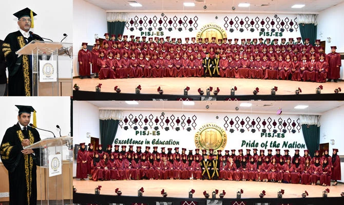 Students of the Pakistan International School Jeddah – English Section at the graduation ceremony.