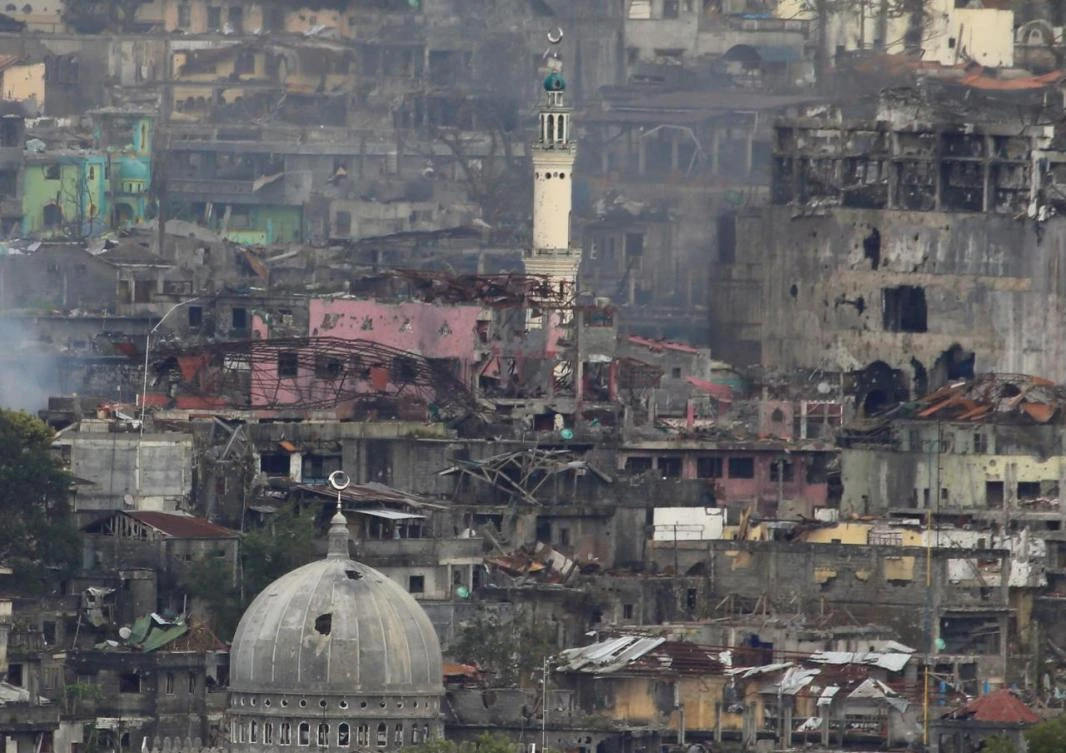 The damaged cityscape of Marawi City after extensive fighting between government troops and Daesh militants, last year. (Reuters)