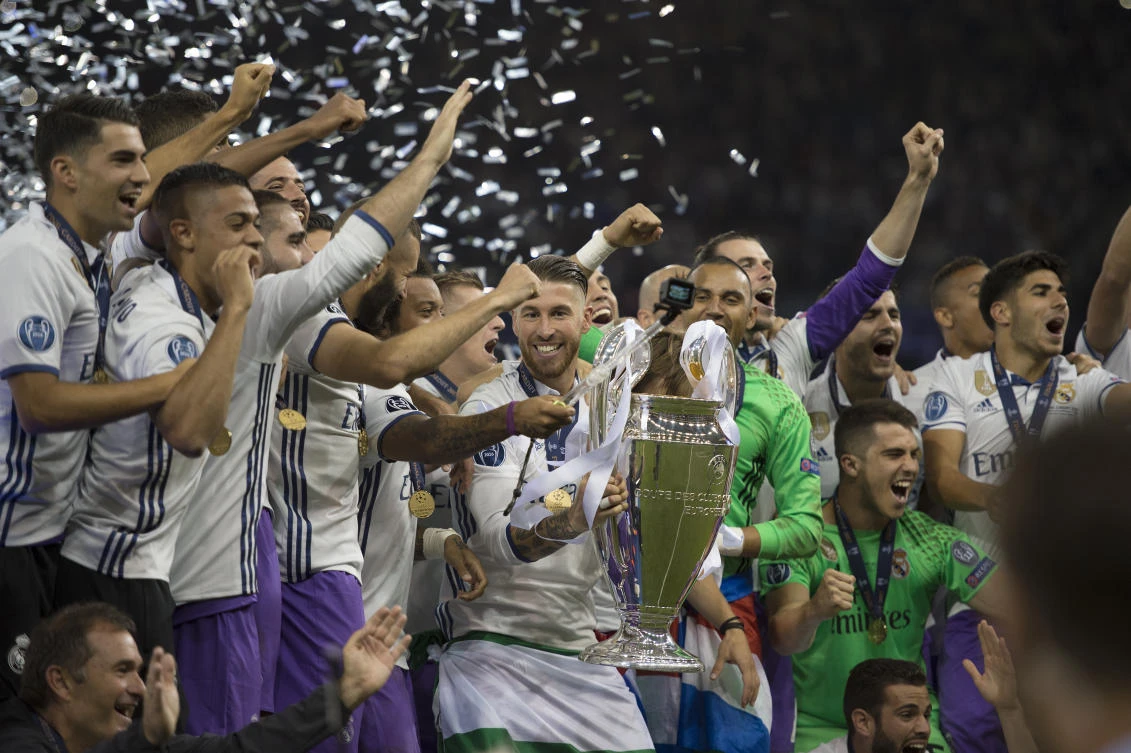 Sergio Ramos lifts the trophy as Real Madrid celebrate winning the 2017 UEFA Champions League Final against Juventus in Cardiff. ‘Los Merengues’ tend to peak in the latter stages of the Champions League, with their players producing their best form when it matters most. (Getty Images)