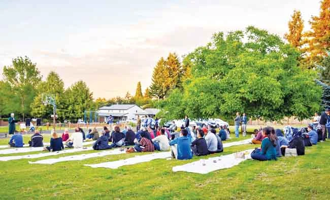 Attendees at the first US open iftar held in Portland, Oregon in 2016. Ramadan Tent Project