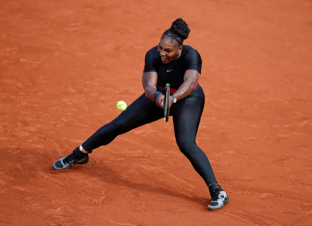 Serena Williams in action during her first-round match against Kristyna Pliskova. (Reuters)