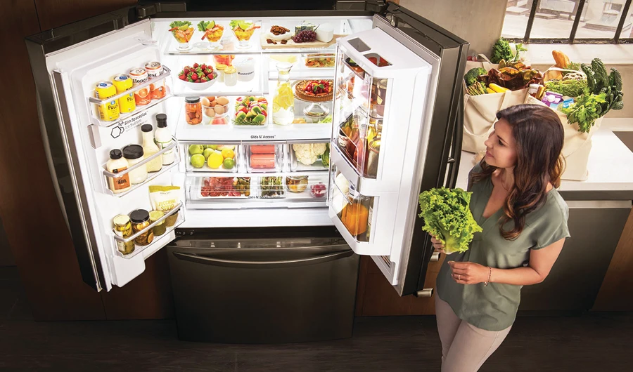 LG InstaView Refrigerator when knocked twice, turns the light on and lets you peek in. (Photo/Supplied)