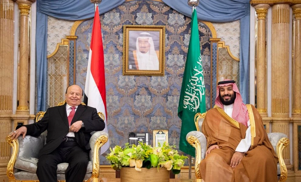 Crown Prince Mohammed bin Salman met Yemen’s President Abdurbo Mansour Hadi. (SPA)