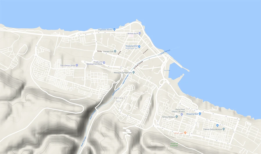 Derna is located around 270 km from the border with Egypt. (Google Maps)