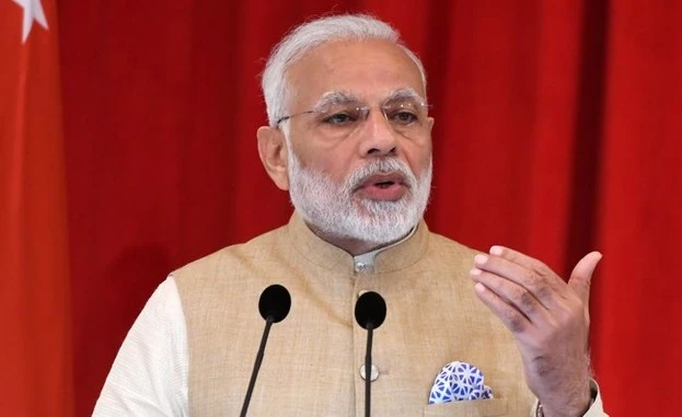 India’s Prime Minister Narendra Modi speaks during a joint press conference with Singapore's Prime Minister Lee Hsien Loong at the Istana presidential palace in Singapore on June 1, 2018. (AFP)