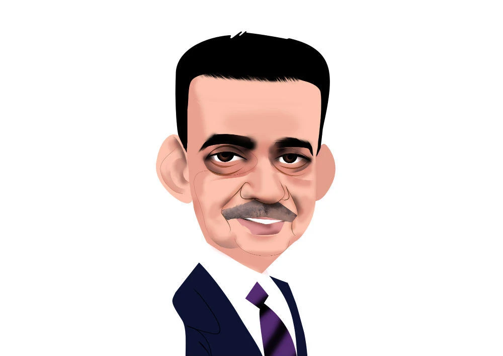 The chief executive of private equity group Gateway Partners, V. Shankar, believes that basic is best, and he mostly avoids the bubble-inflated world of hi-tech. (Illustration by Luis Grañena)