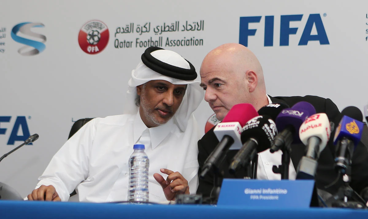 FIFA President Gianni Infantino and Sheikh Hamad bin Khalifa bin Ahmed Al-Thani, President of the Qatar Football Association, are collaborating to ensure the maligned Qatar 2022 World Cup goes ahead without a hitch. (AFP)
