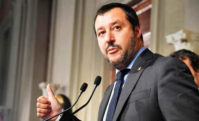This file photo taken on May 14, 2018 during a press conference at the Quirinale palace in Rome shows leader of Italy's far-right League Matteo Salvini who has been appointed on May 31, 2018 Interior minister and joint deputy prime minister. (AFP)