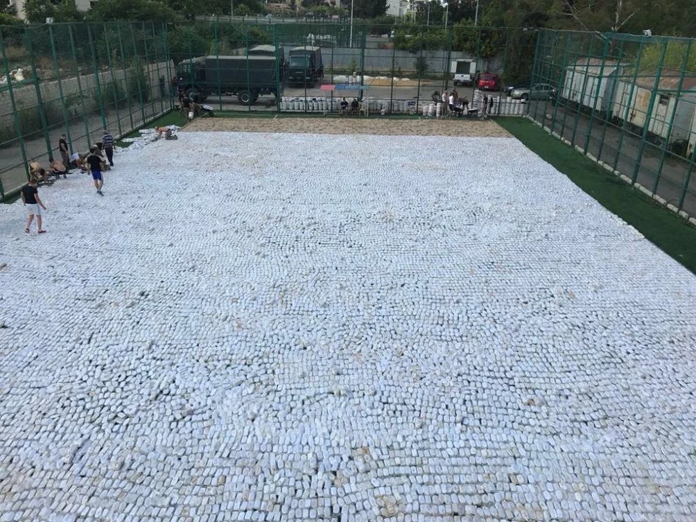 Lebanese internal security forces record drugs haul fills football pitch