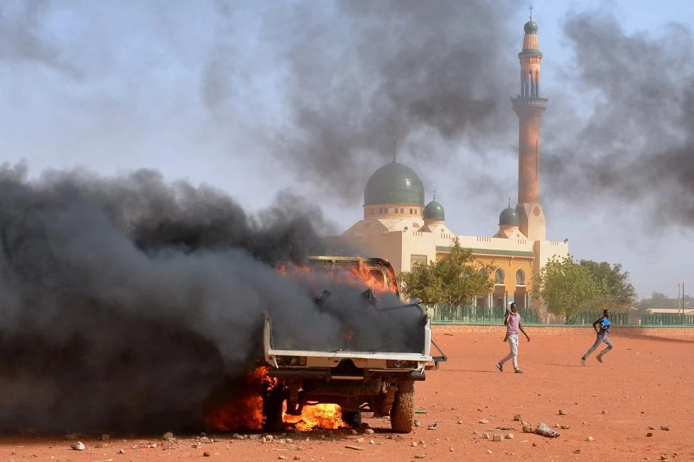 A file photo from Jan. 17, 2015 showing an attack near a mosque in Niamey, Niger. (AFP)