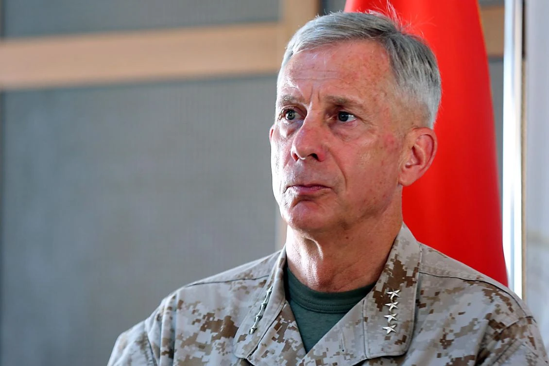 File photo shows Commander of US forces in Africa (AFRICOM) General Tom Waldhauser attends a press conference after a security meeting with the National Reconciliation Governmen in Tripoli, Libya, 31 May, 2018. (AFP)