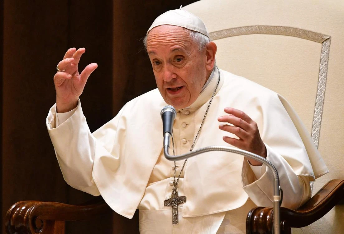 Pope Francis speaks during the Children’s Train event at the Vatican on June 9, 2018. (AFP)