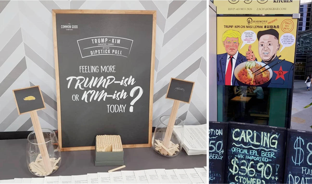 Restaurants in Singapore gear up for Tuesday's meeting between US President Donald Trump and North Korean leader Kim Jong Un by serving up Kim and Trump-themed dishes. (Arab News photos)