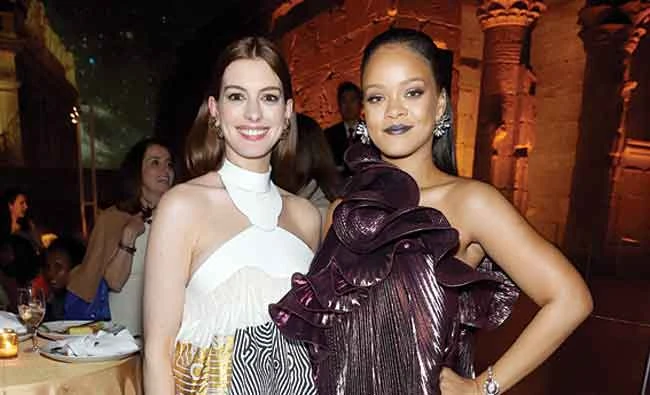 Anne Hathaway, left, and Rihanna star in the film. AFP