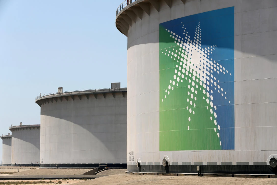 Oil tanks are seen at Aramco’s Ras Tanura oil refinery and oil terminal in Saudi Arabia on May 21, 2018. (Reuters)