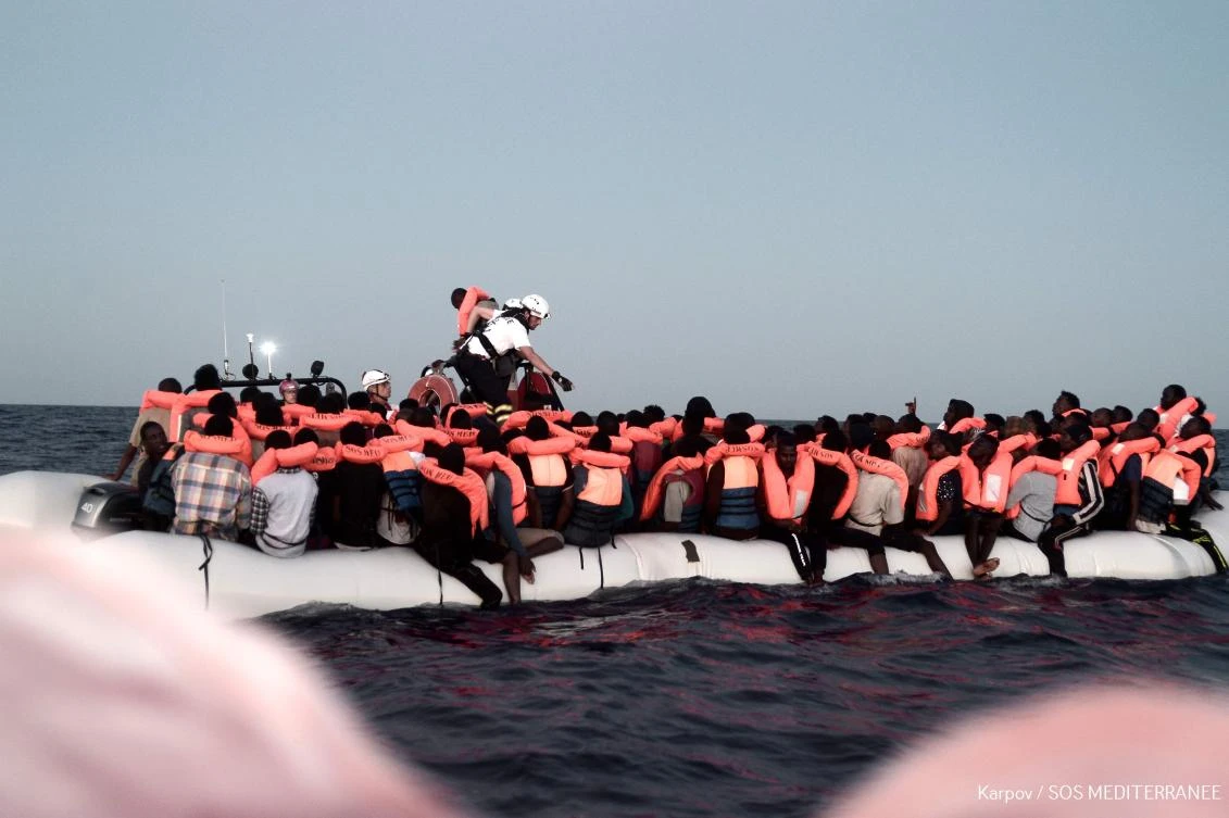 Some 629 people, including pregnant women and scores of children, were saved by SOS Mediterranean on June 9 and are stuck aboard the French NGO’s ship Aquarius, which is currently between Malta and Sicily waiting for a secure port. (AFP)