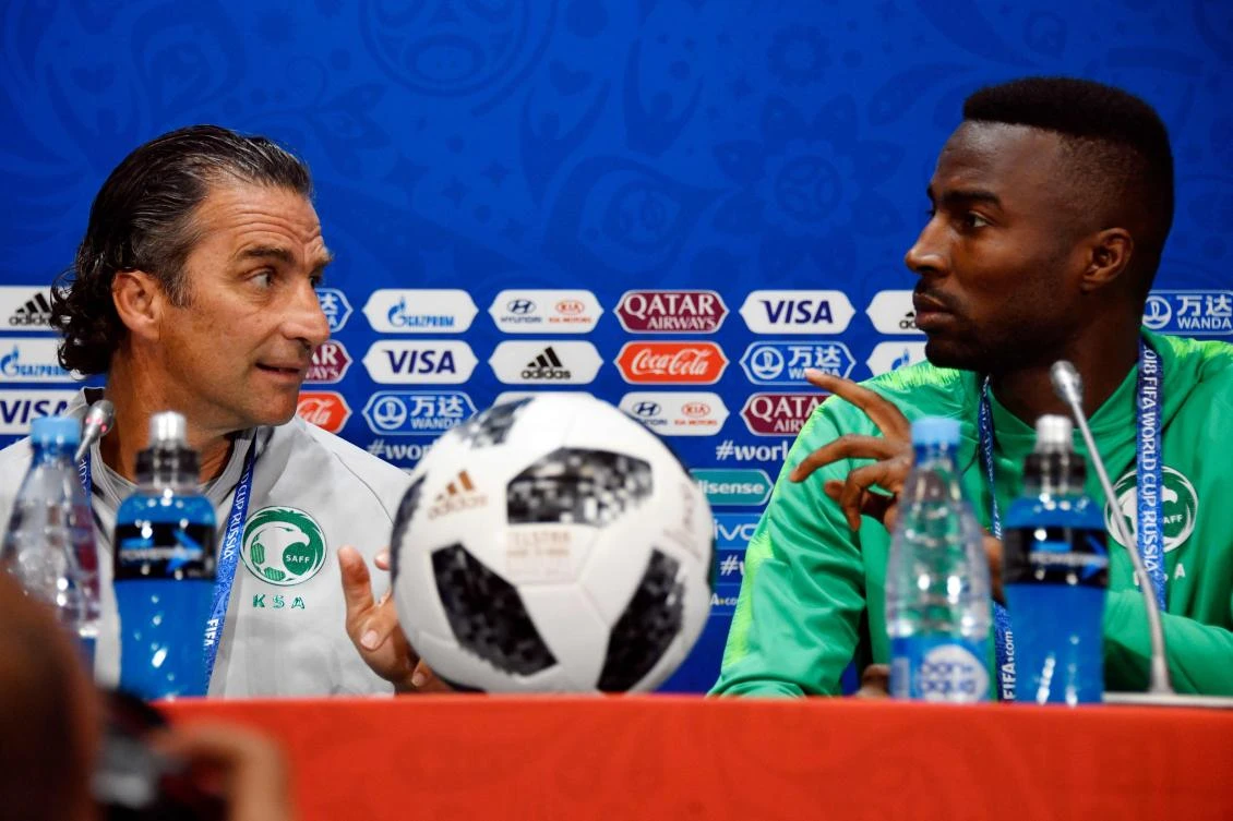 Juan Antonio Pizzi and his skipper Osama Hawsawi were in relaxed mood in Moscow.