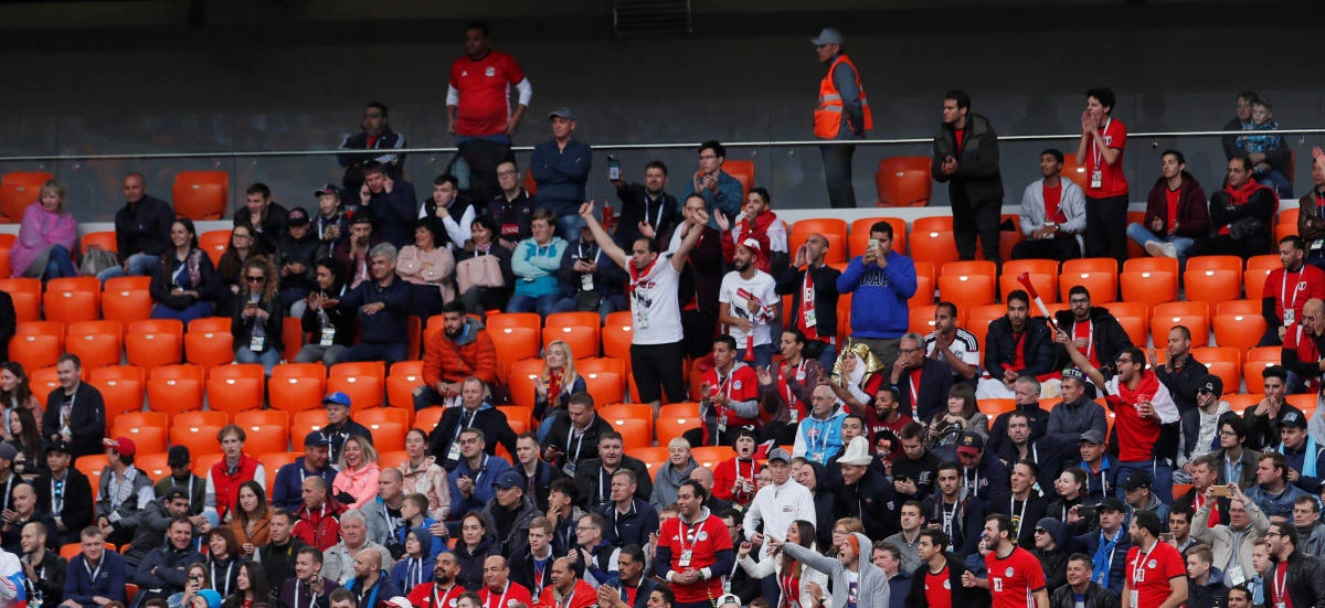 General view of empty seats during the match on June 15, 2018. (Reuters)