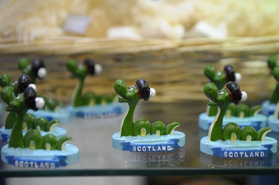 Memorabilia is seen at the 'Nessieland' attraction in Drumnadrochit near Loch Ness in the Scottish Highlands, Scotland on June 10, 2018. (AFP)