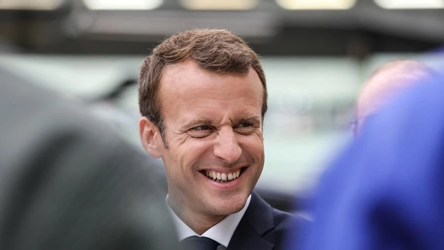 French President Emmanuel Macron meets students. (Ludovic Marin/AFP)